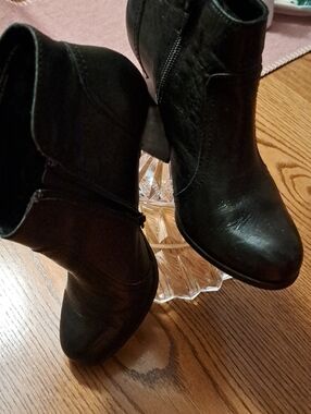 Born Black Leather Ankle Booties with Side Zipper
